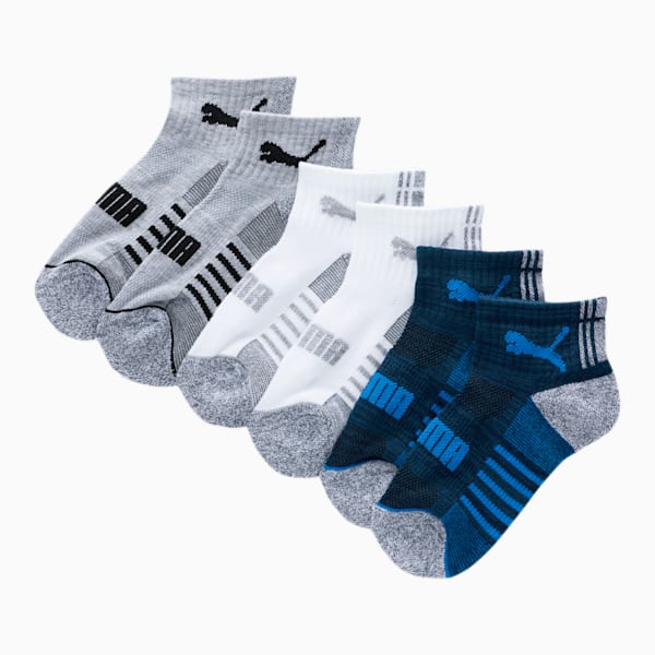 Boy’s Quarter Crew Cat Socks [6 Pack], MD COMBO, extralarge